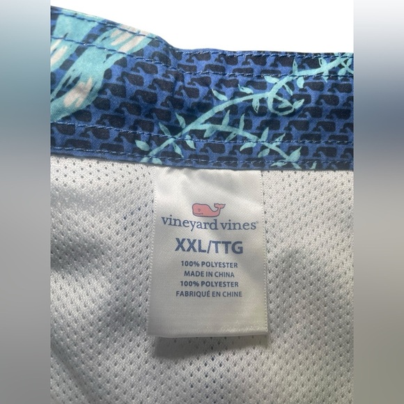 Vineyard Vines Floral Swim Trunks XXL Navy Blue Hawaiian Bathing Suit - Picture 5 of 5